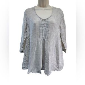 Flax grey pleated front tunic longline lagenlook minimalist